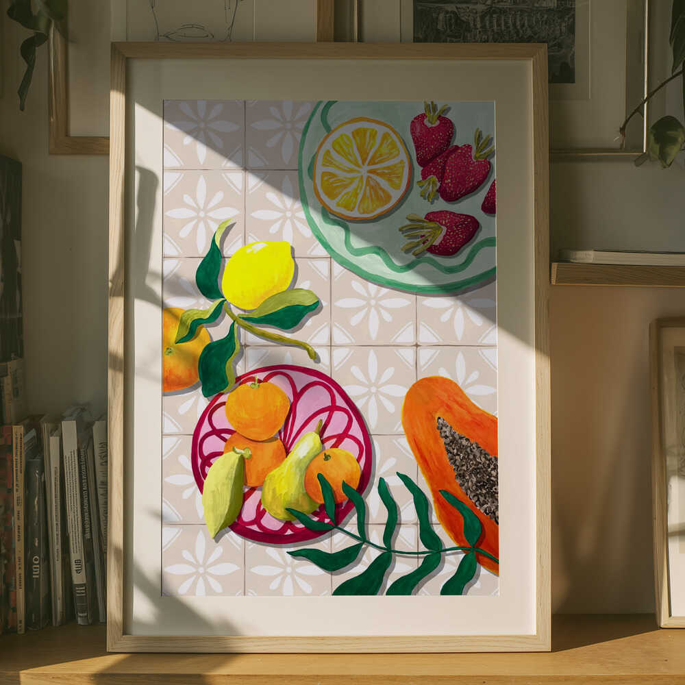 Farverig sommerfrugtplakat