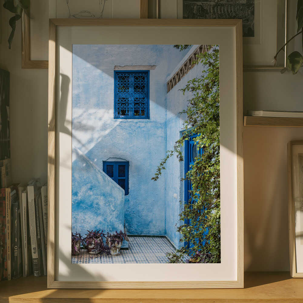 Blue Mediterranean Courtyard Poster