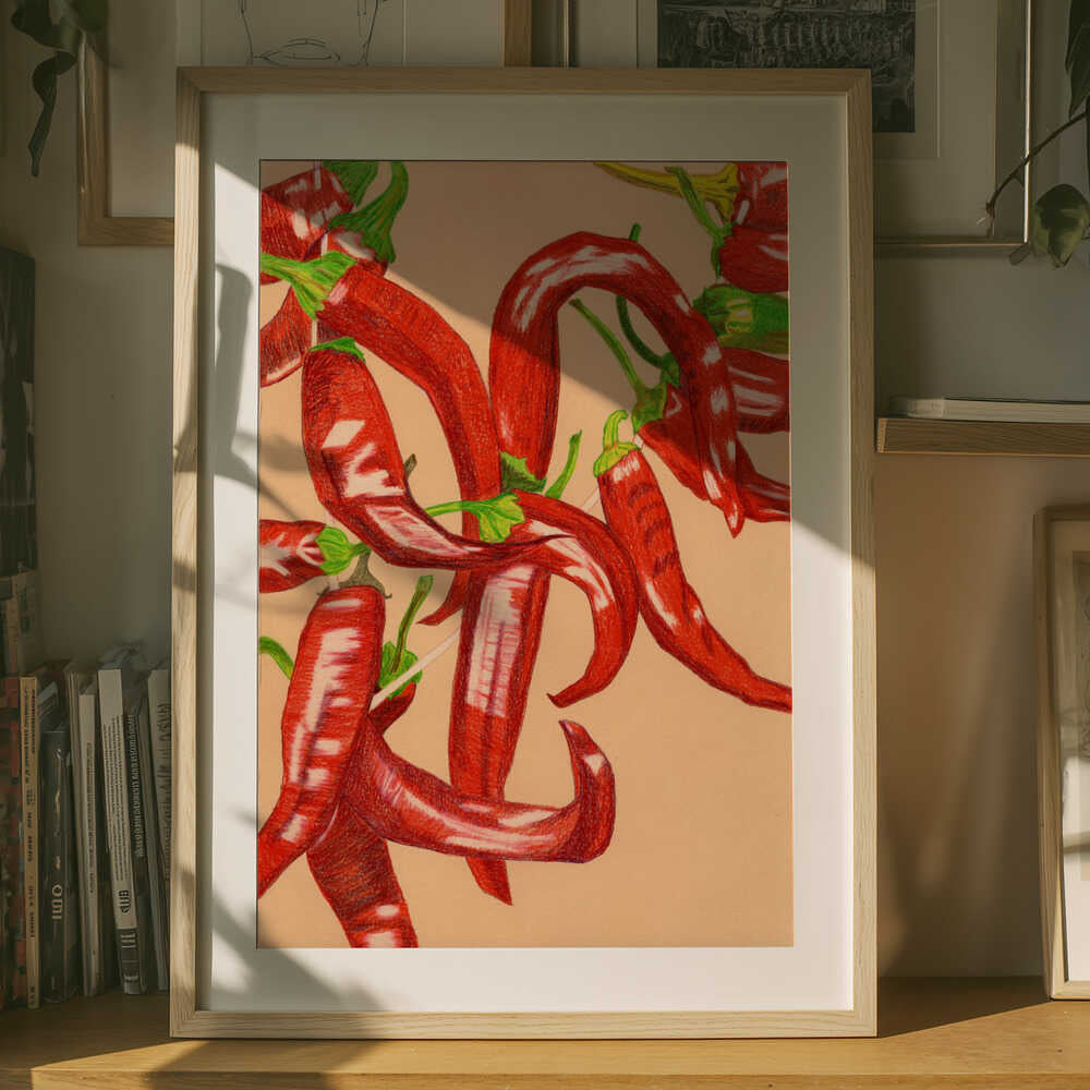 Spicy Red Peppers Poster