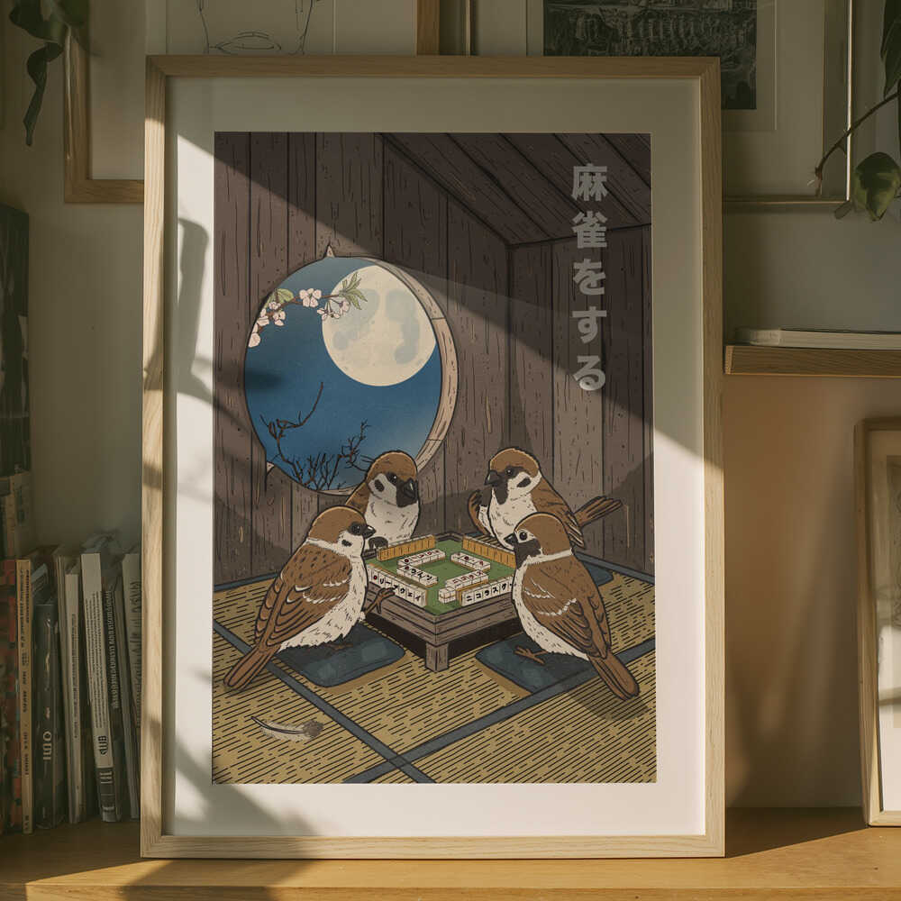 Spurve der spiller Mahjong plakat