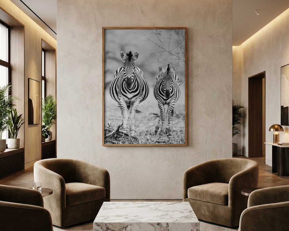 Stribet hest forfra plakat