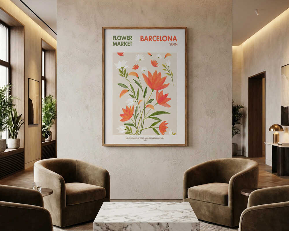 Barcelona Blomstrer Plakat