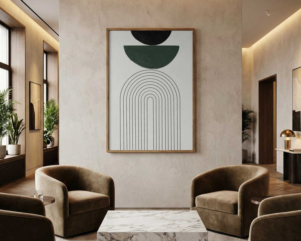 Plakat med buet geometri