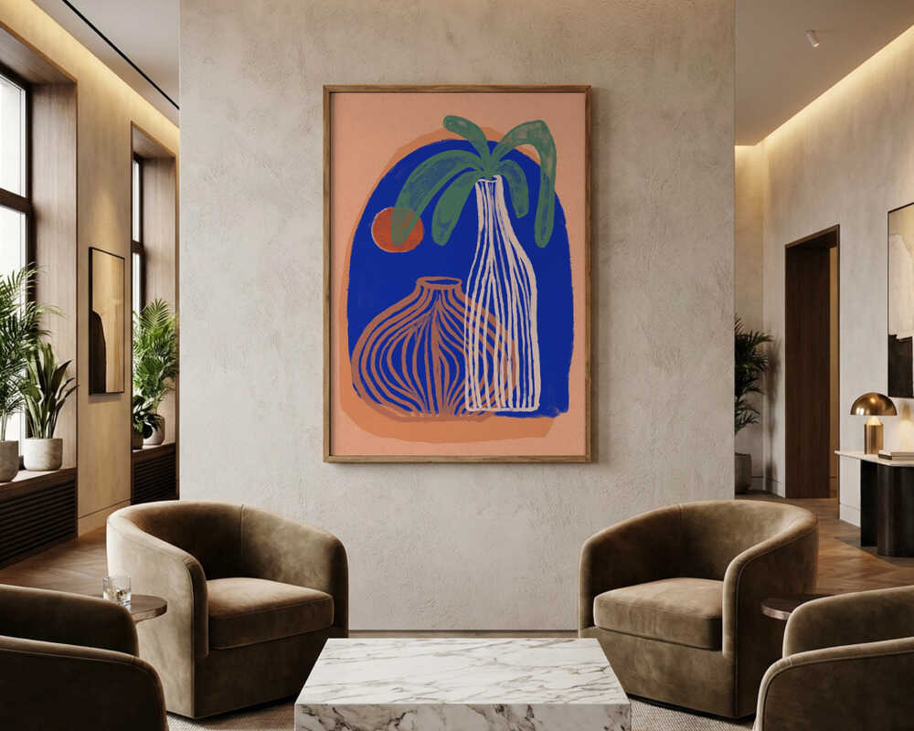 Blue Oasis Vases Poster