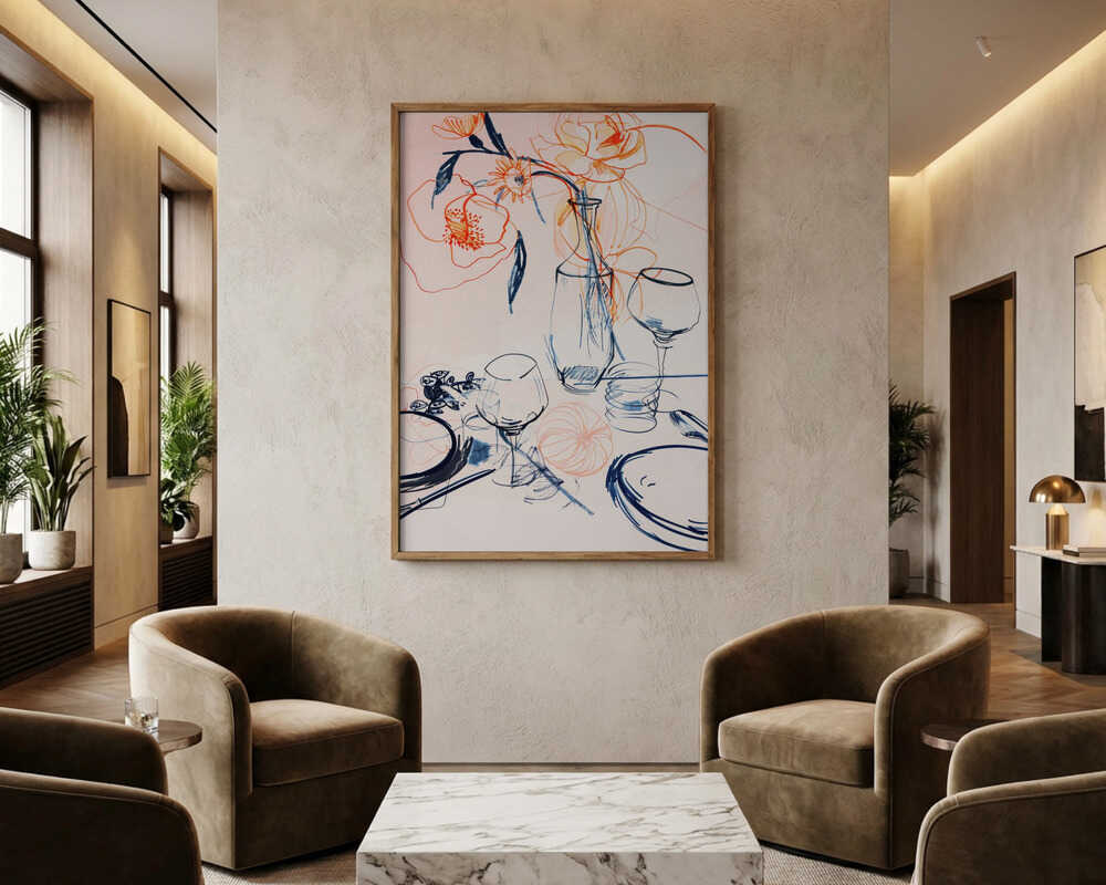 Plakat med blomsterstilleben