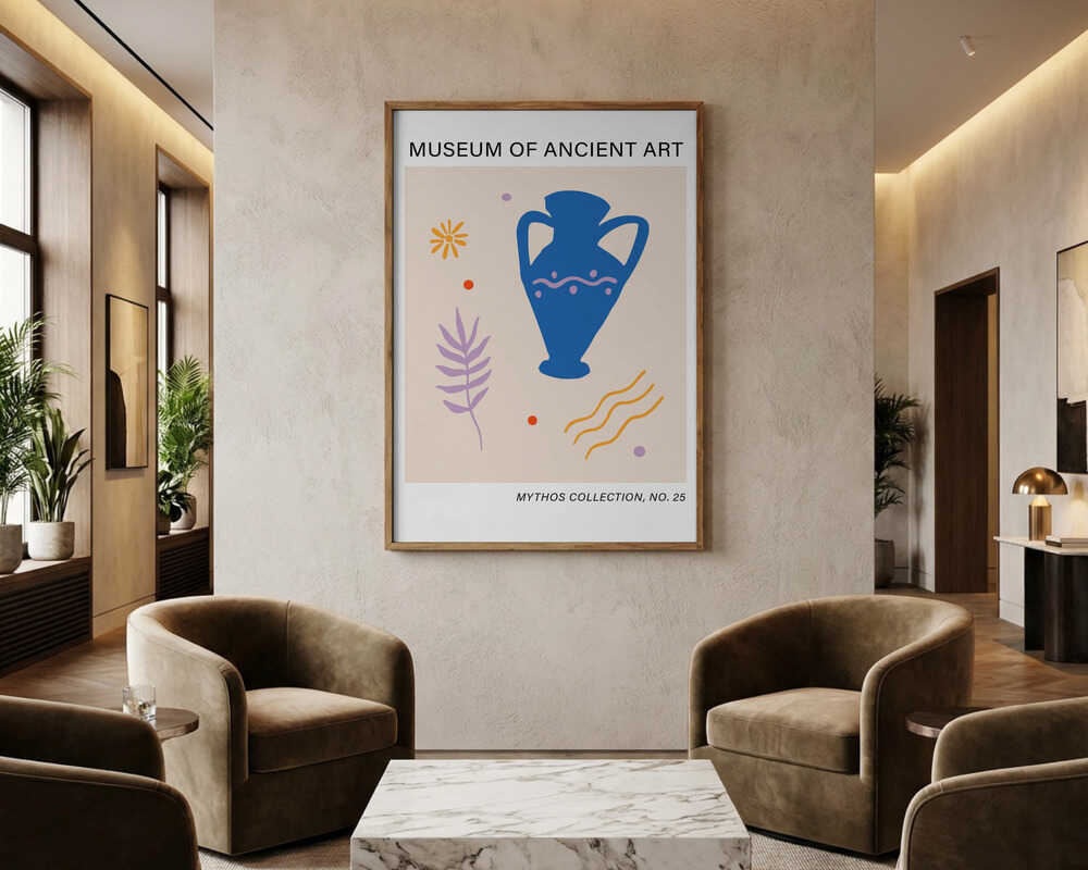Ancient Blue Amphora Motif Poster