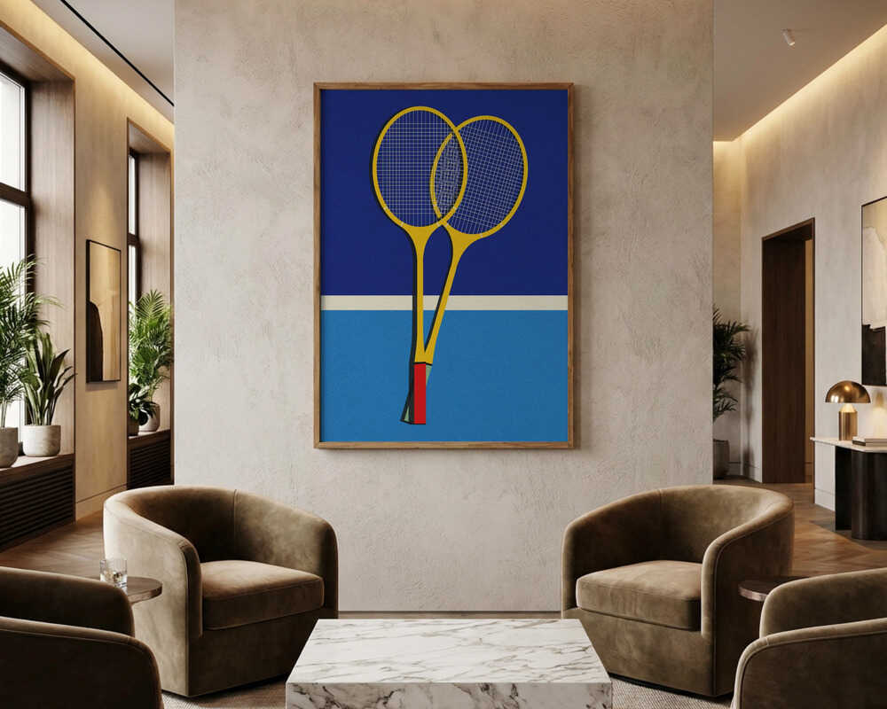 Plakat: Badmintonketsjere af træ