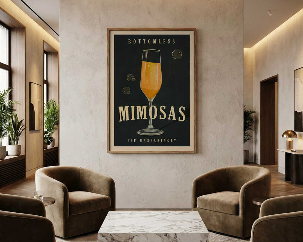 Bottomless Mimosas Art Deco Cocktail Bar Art Poster