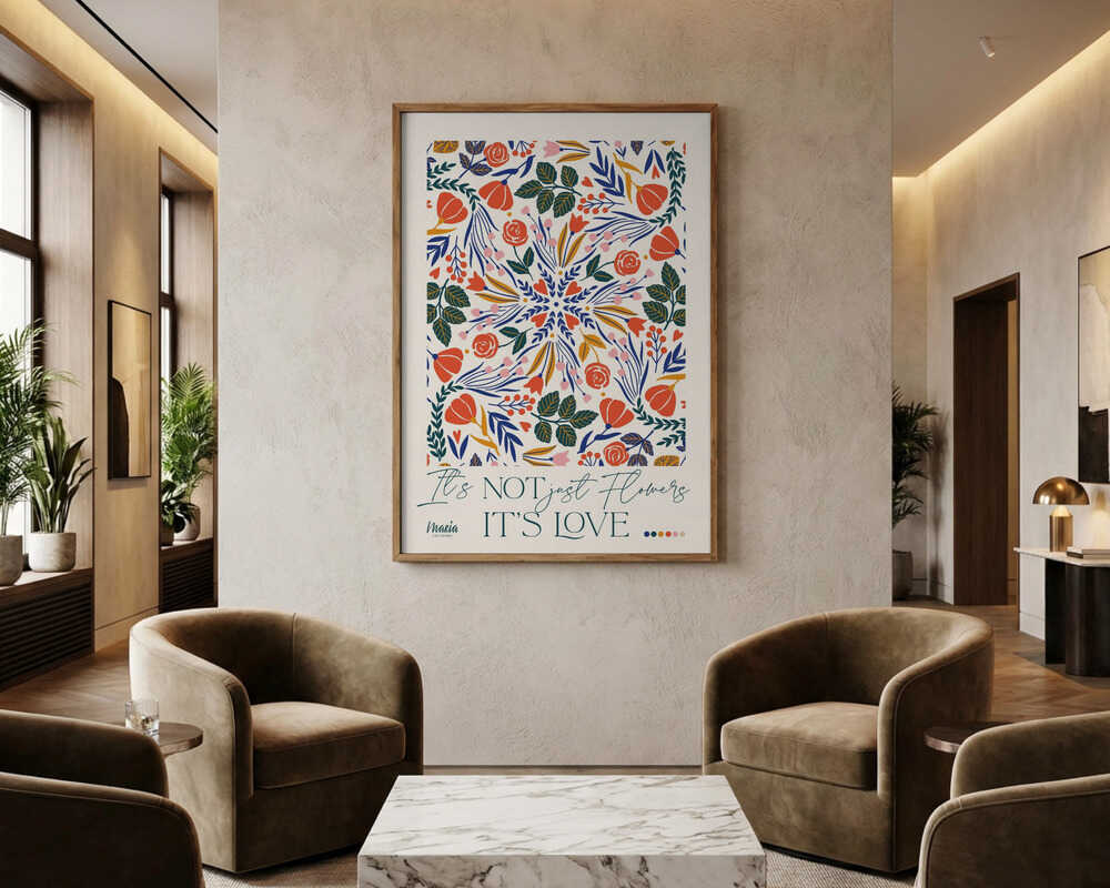Levende Blomster Mandala Plakat