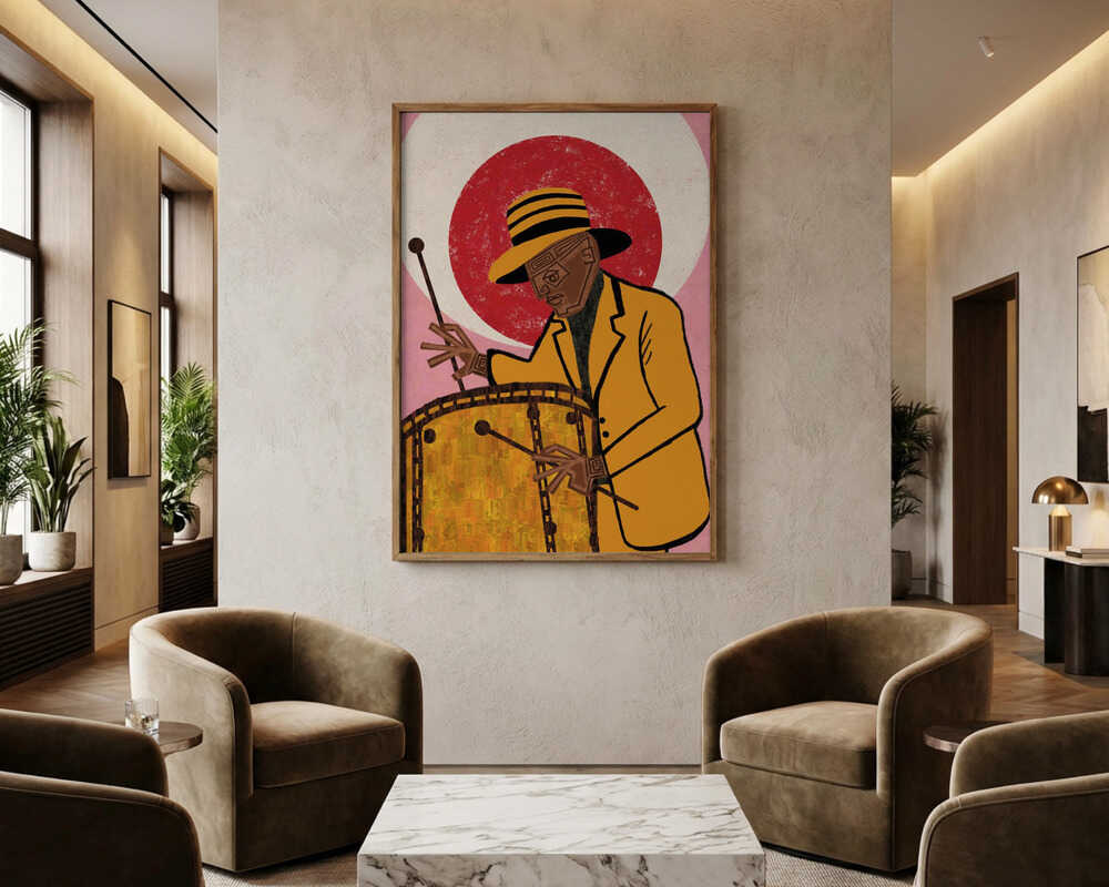 Stylized Jazz Drummer Poster