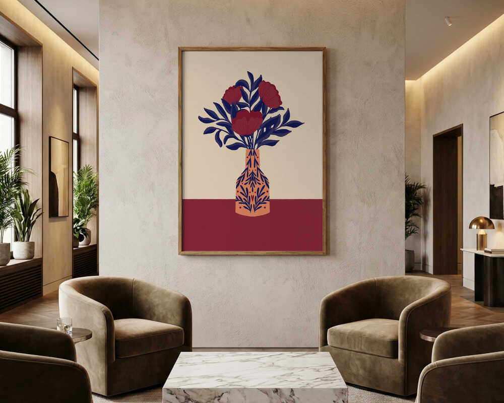 Bourgognevalmuer i en vase plakat
