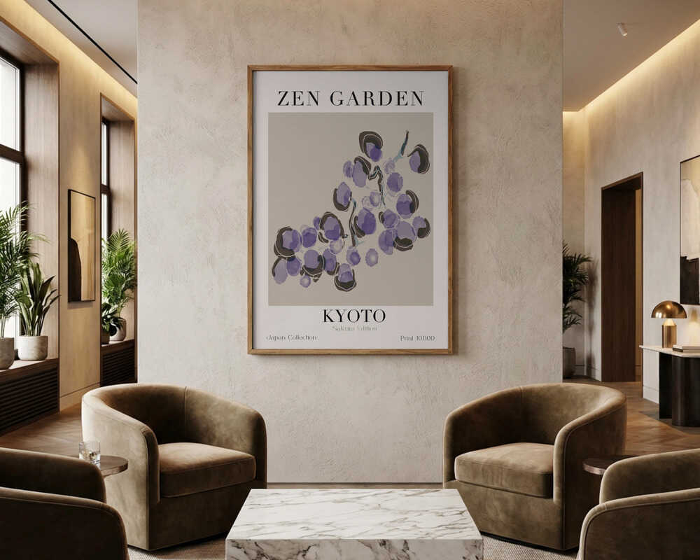 Zen Garden Kyoto lilla klaser-plakat
