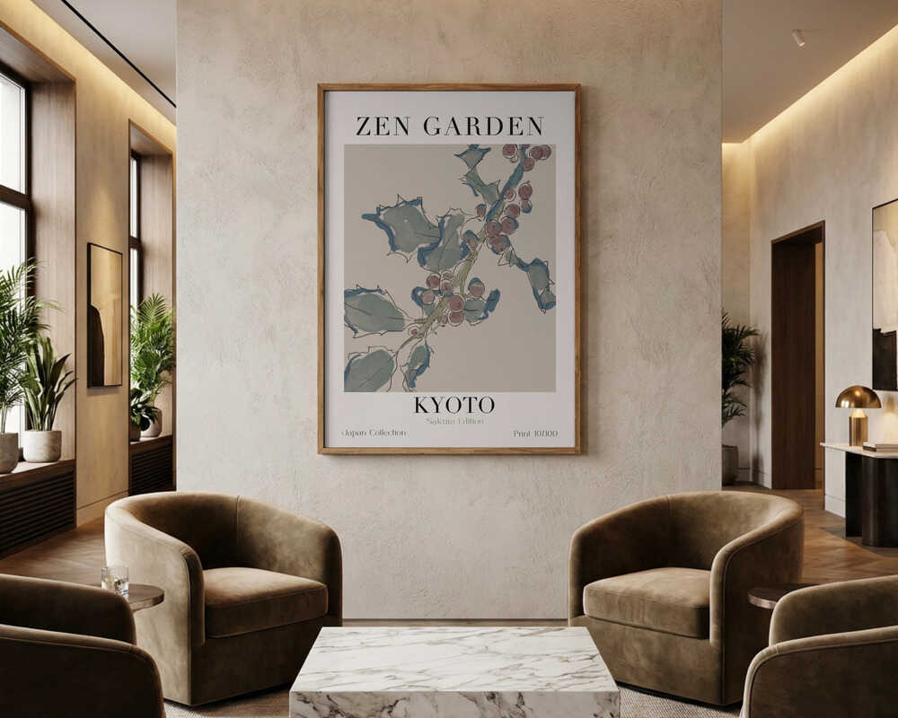 Zen Garden Kyoto-brombærplakat