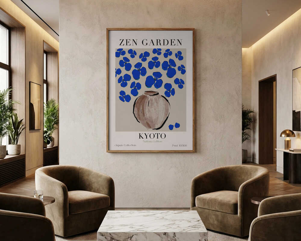 Cerulean Blossoms Poster