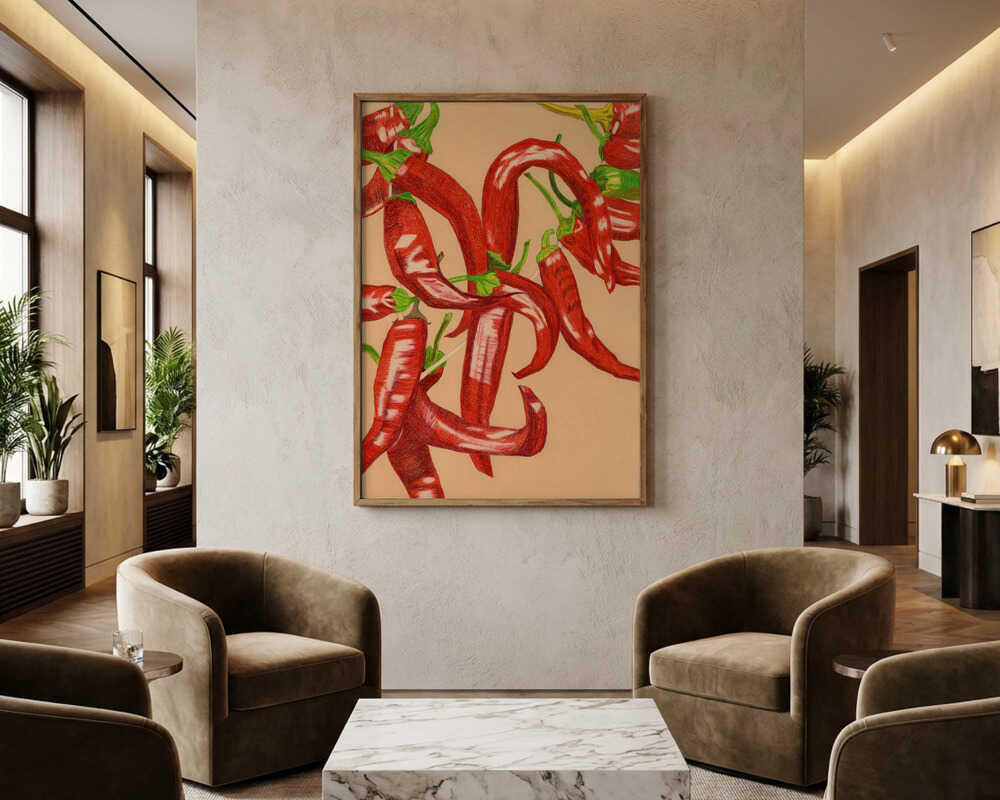 Spicy Red Peppers Poster