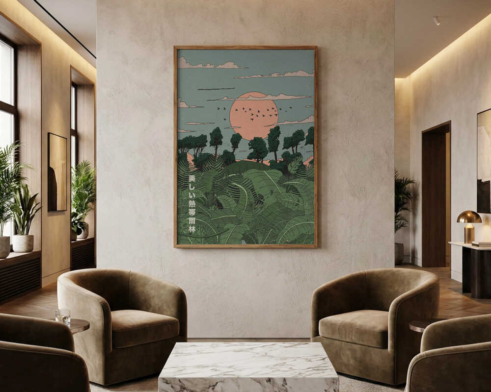Japansk tropisk solnedgang plakat