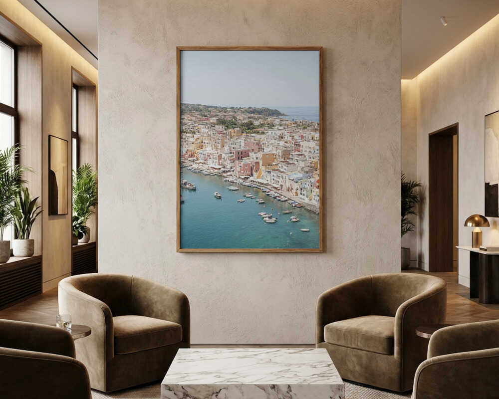 Vibrant Italian Coastal Town Poster