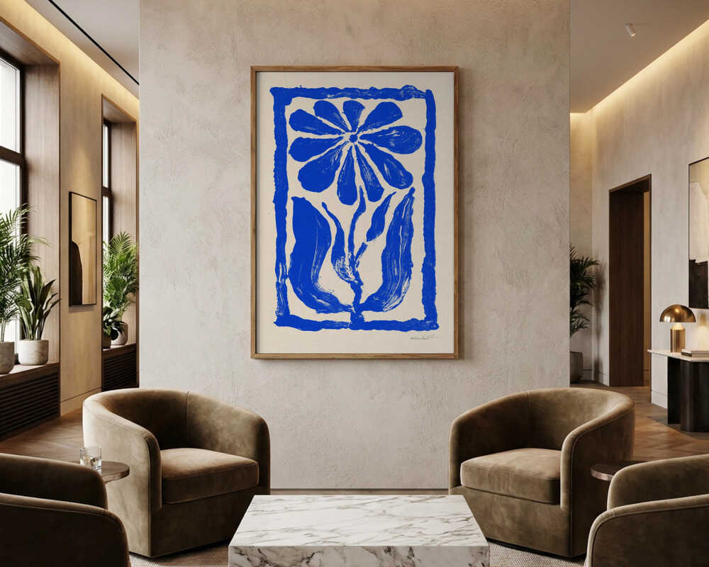 Blå Blomst Plakat