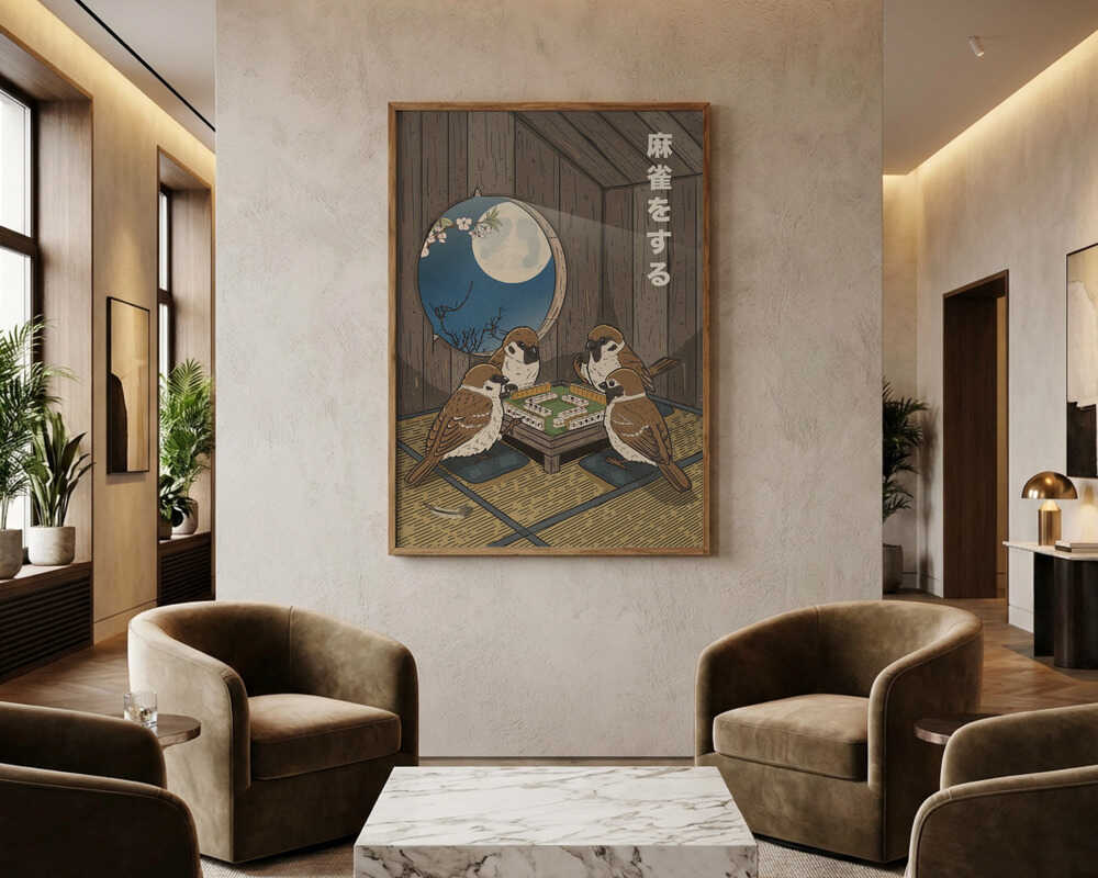 Spurve der spiller Mahjong plakat