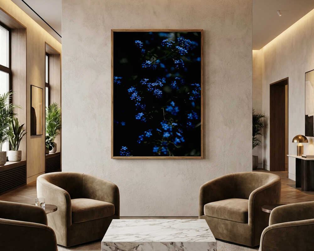 Midnatsblå Blomster Plakat