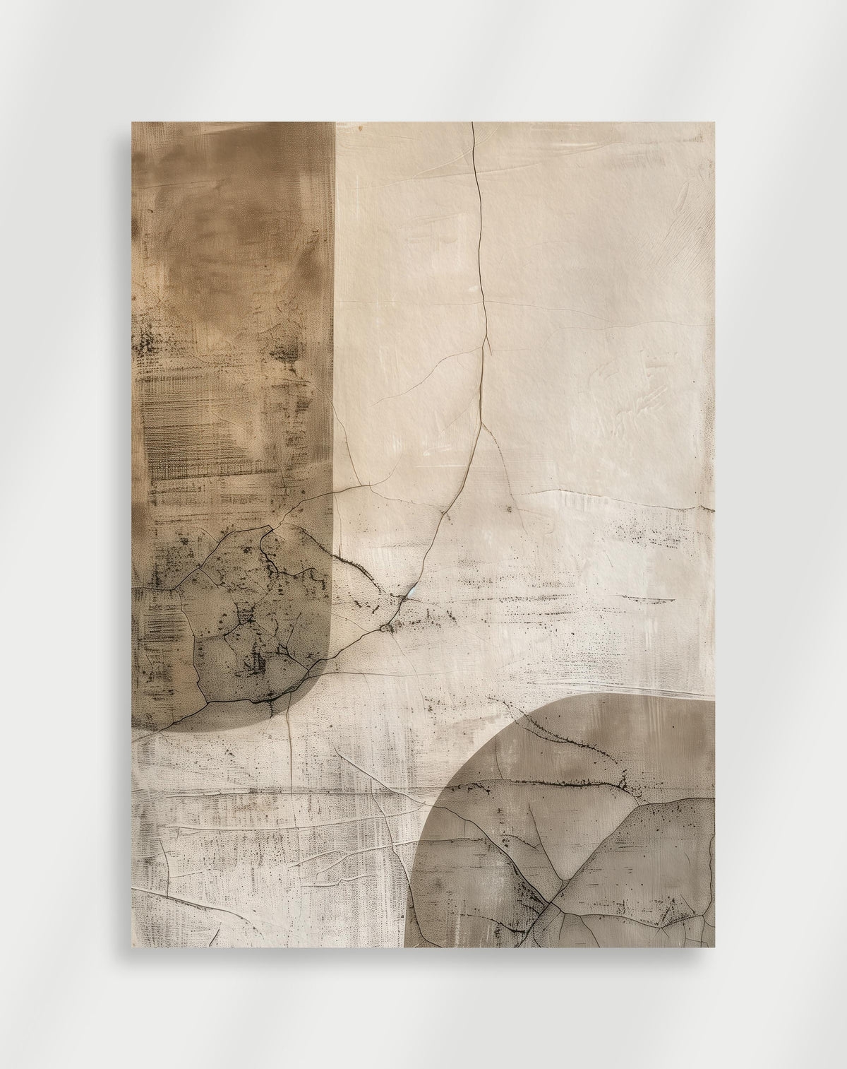 Japandi abstract beige poster with layered textures in beige, brown and cream