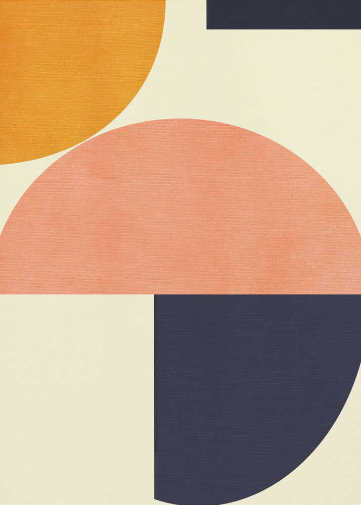 Minimalist geometric circles orange navy poster with a minimalist geometric composition of large circles in orange peach and navy