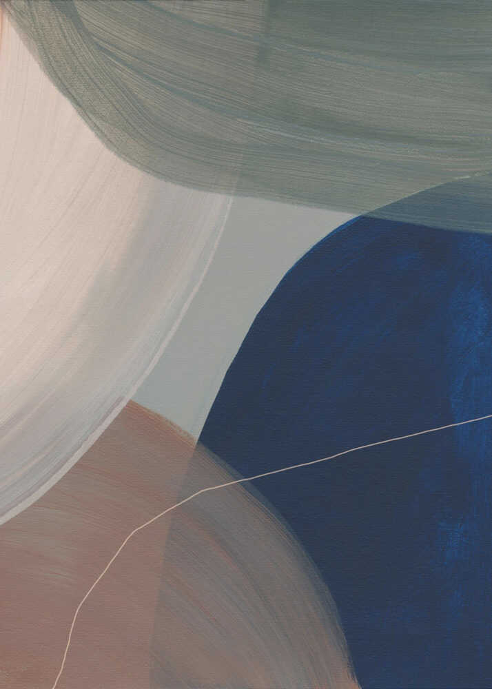 Minimalist overlapping curves abstract poster with a minimalist abstract painting of overlapping curved shapes in muted blues and beiges