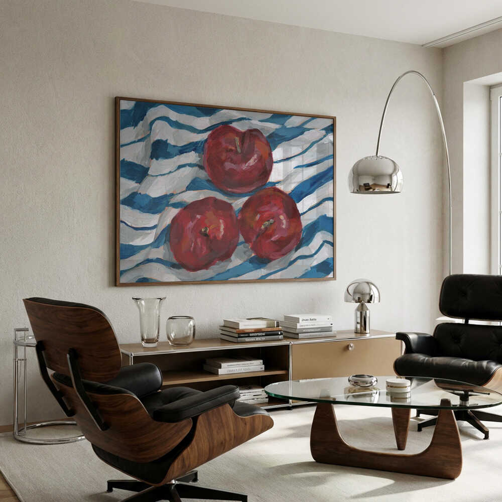 Fresh Apples on Stripes Poster