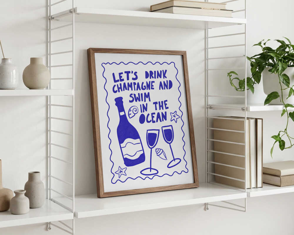Champagne og Hav Plakat