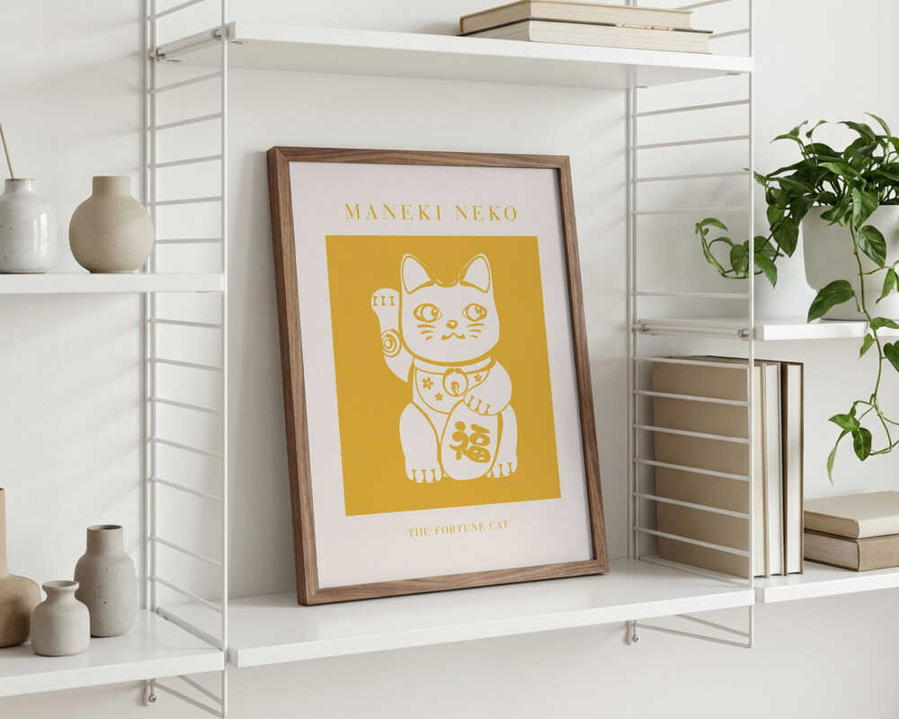 Maneki-Neko Gul Kat Plakat