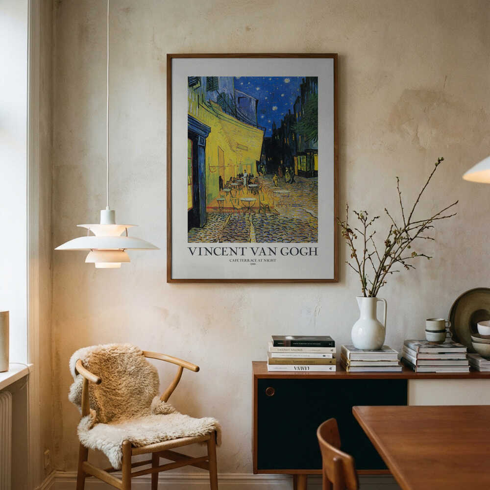Vincent Van Gogh Café Terrasse Om Natten Plakat