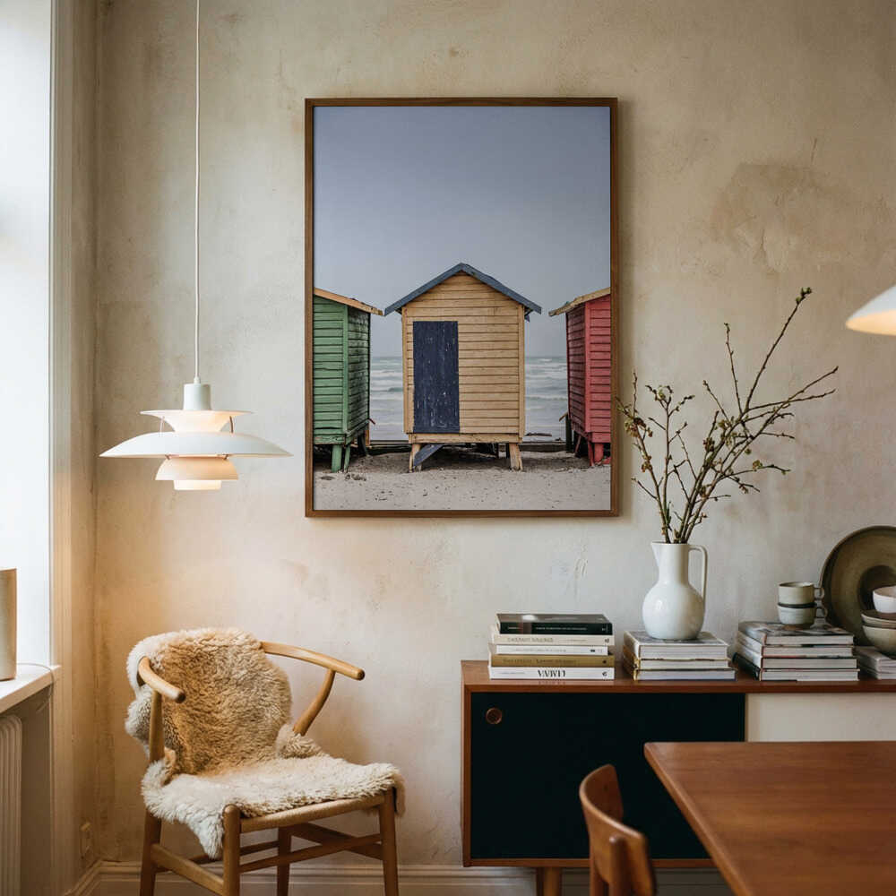 Farverige Strandhytter Plakat