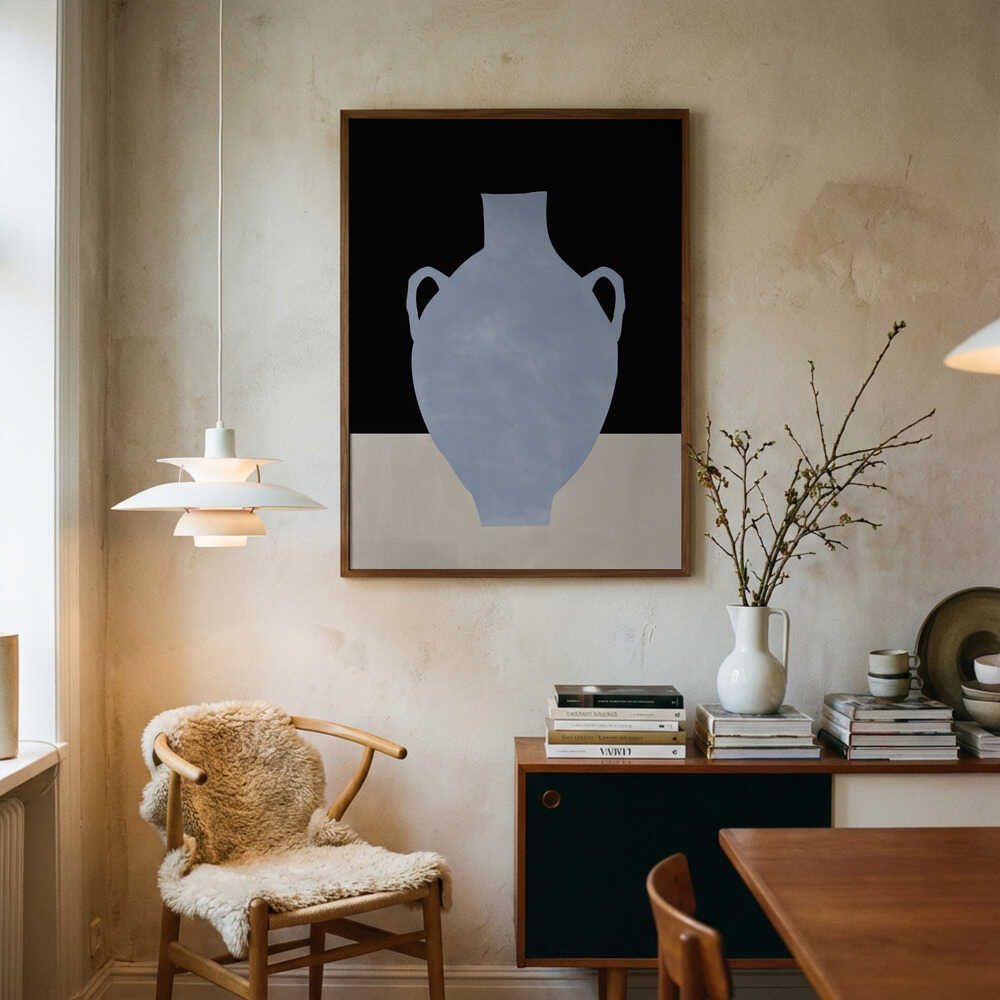 Blå minimalistisk vaseplakat
