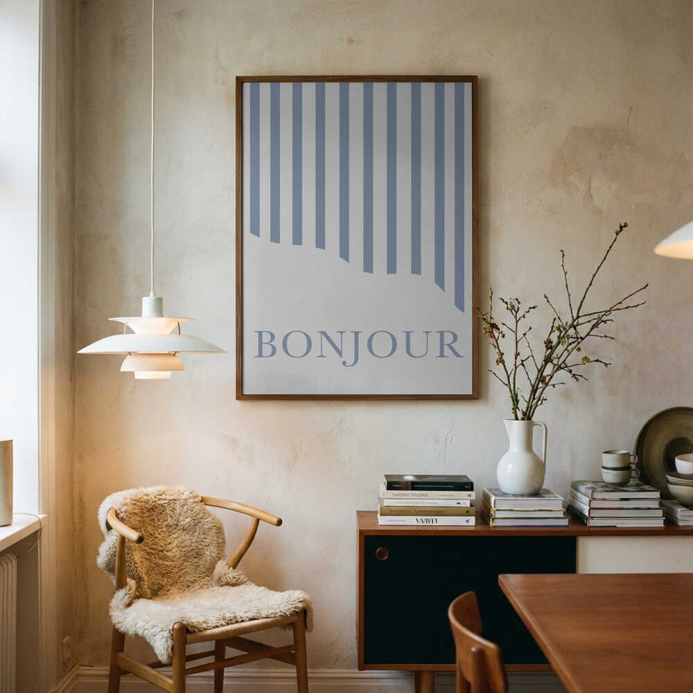 Bonjour Stripes Plakat