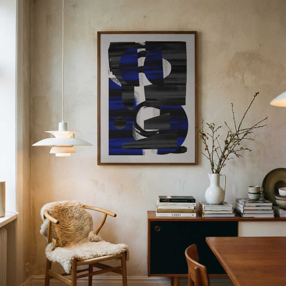 Bold Blue Abstract Forms Poster