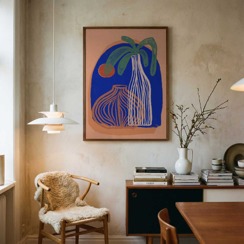 Blue Oasis Vases Poster