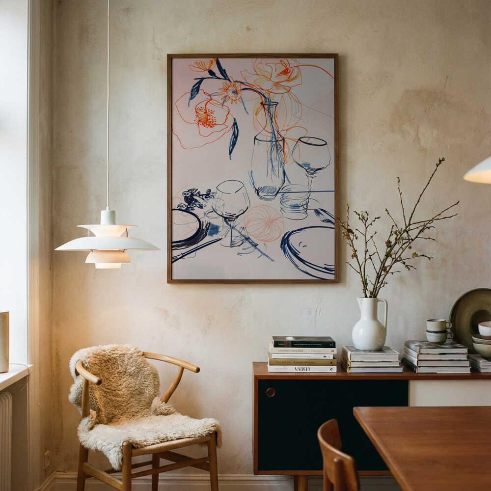 Plakat med blomsterstilleben