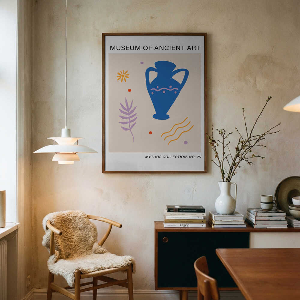 Ancient Blue Amphora Motif Poster