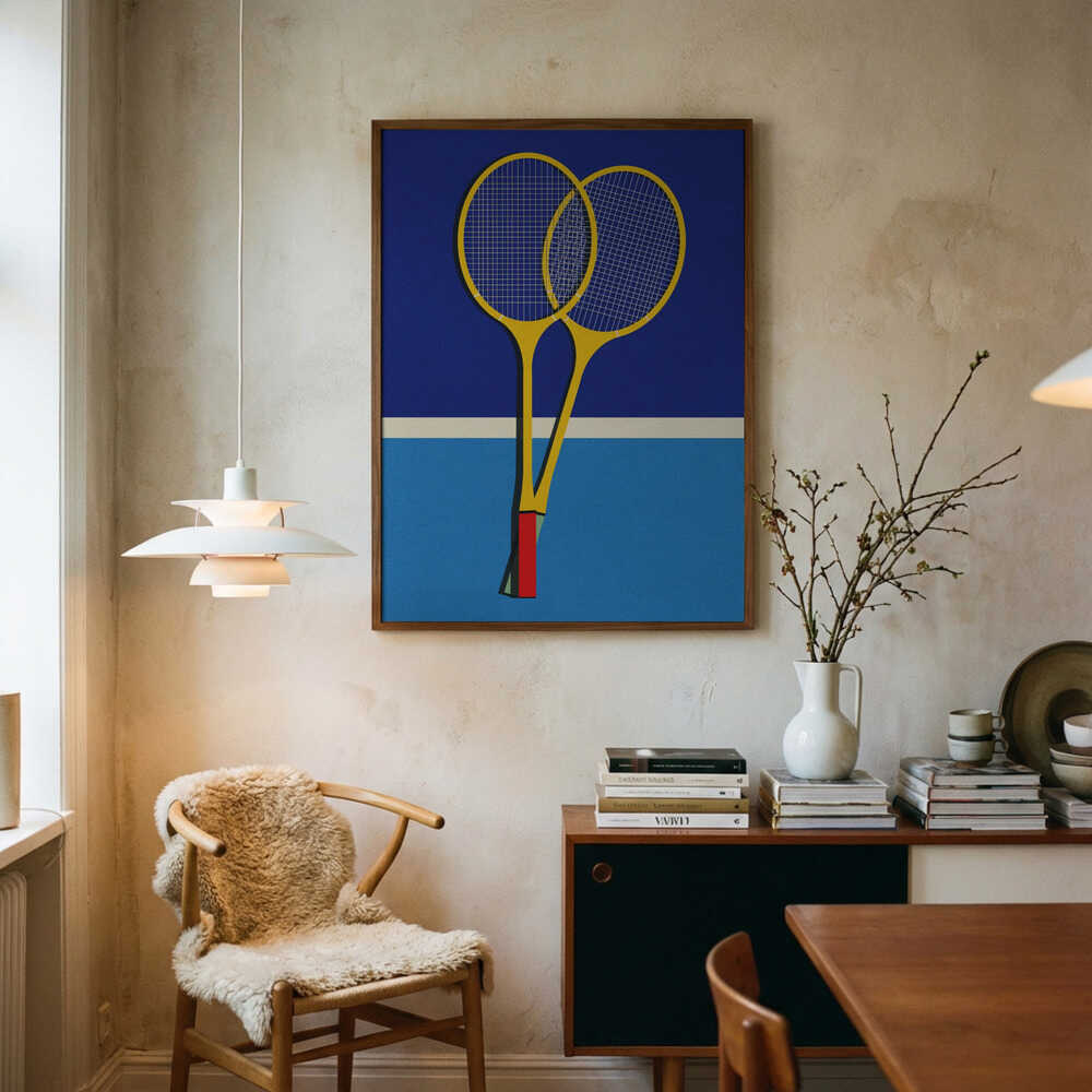 Plakat: Badmintonketsjere af træ