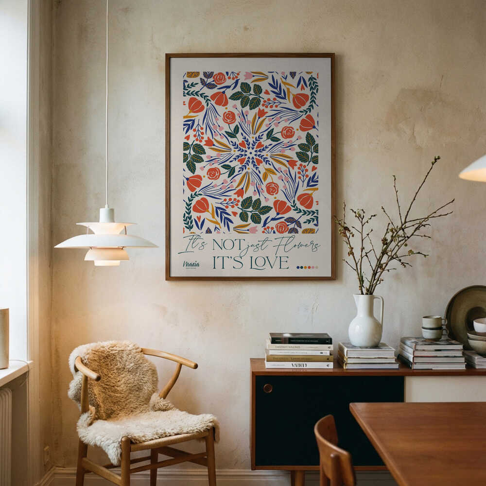 Levende Blomster Mandala Plakat