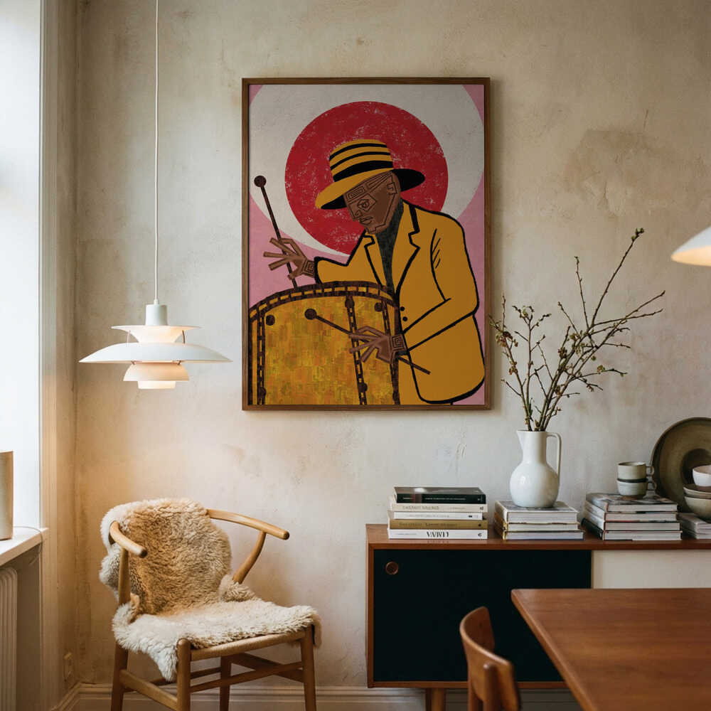 Stiliseret Jazz Trommeslager Plakat