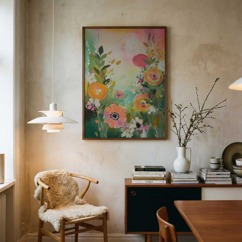 Plakat med livlige abstrakte blomster
