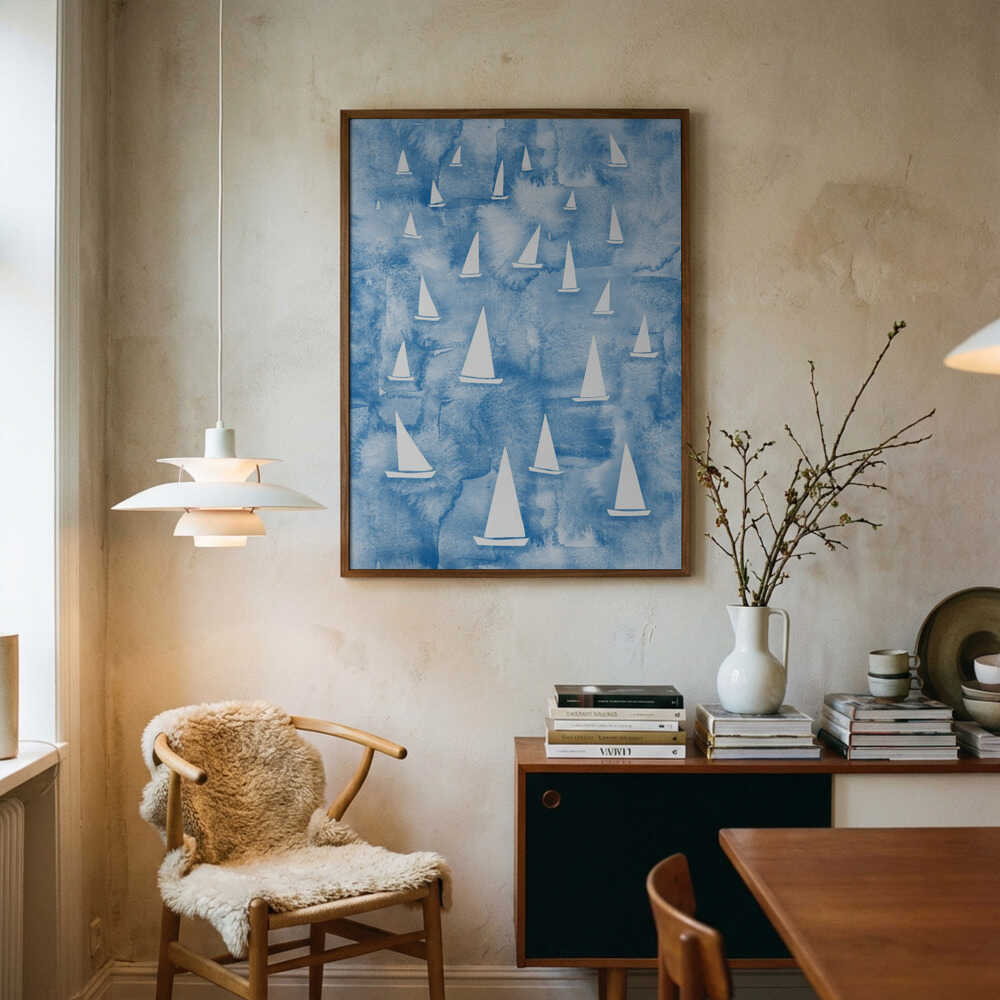 Hvide Sejlbåde Plakat