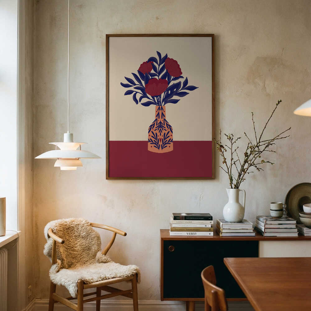 Bourgognevalmuer i en vase plakat