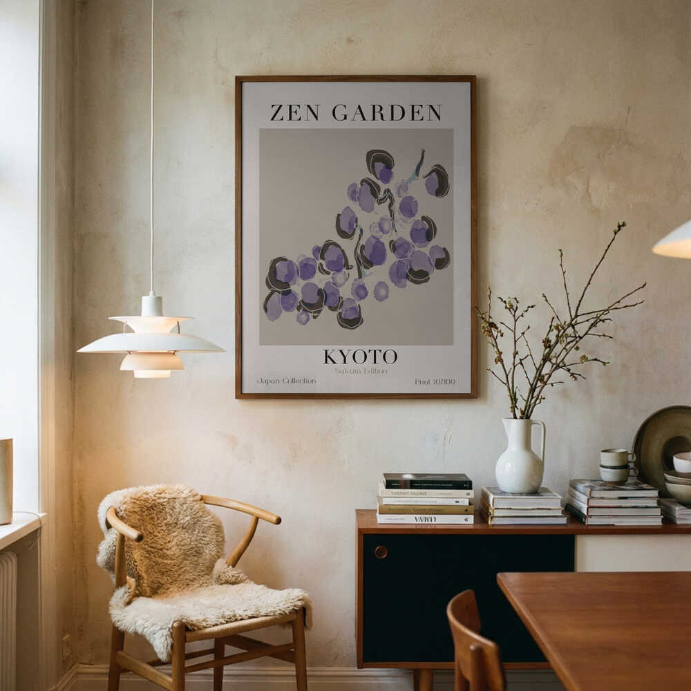 Zen Garden Kyoto lilla klaser-plakat