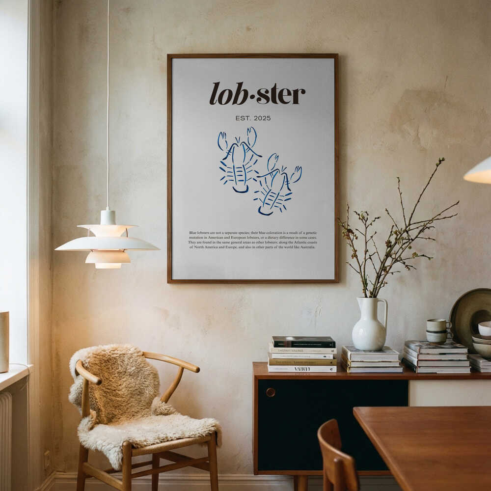 Elegant blå hummerplakat