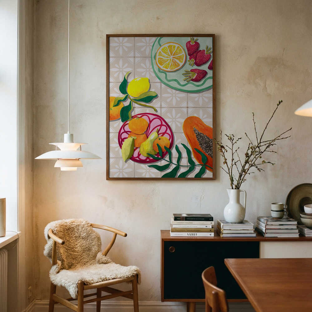 Farverig sommerfrugtplakat