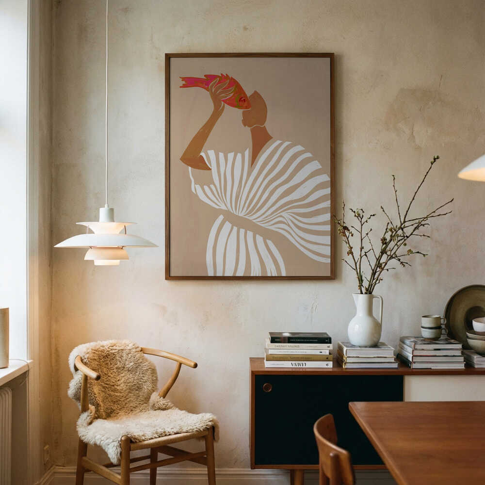 Woman Admires Fish Poster