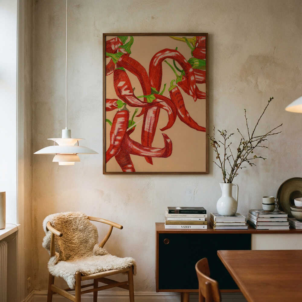 Spicy Red Peppers Poster