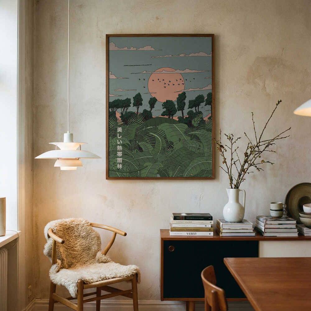Japansk tropisk solnedgang plakat